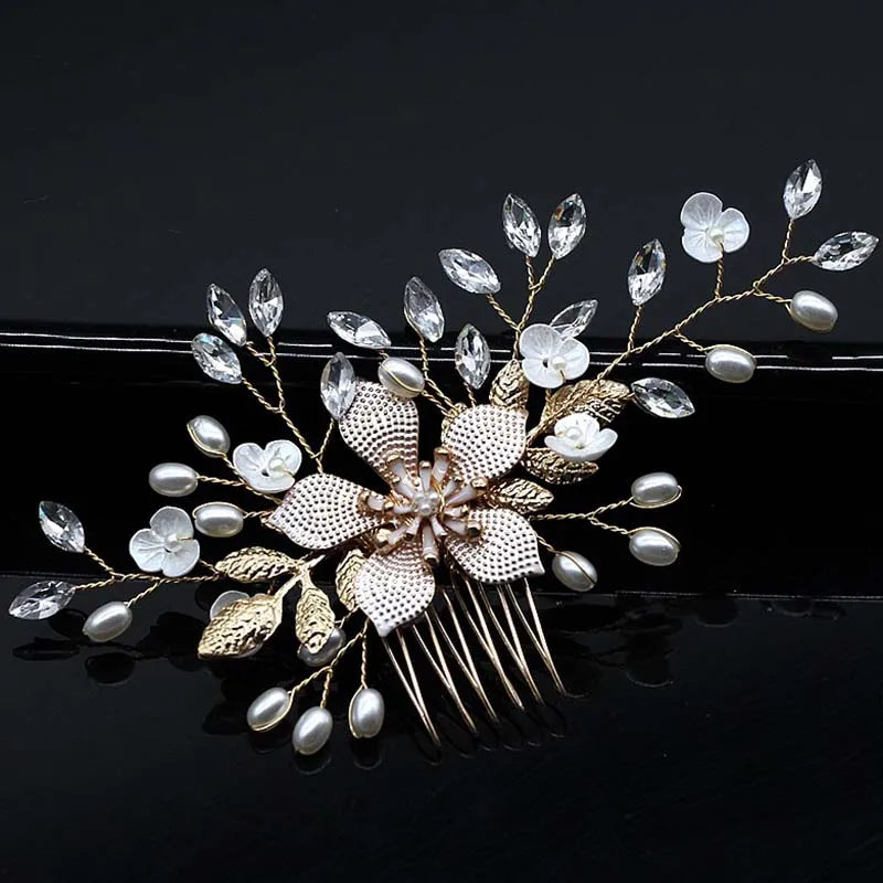 Bridal Bliss Crystal Pearl Hair Combs - Top-Rated Wedding Accessories for Stunning Hairstyles 079