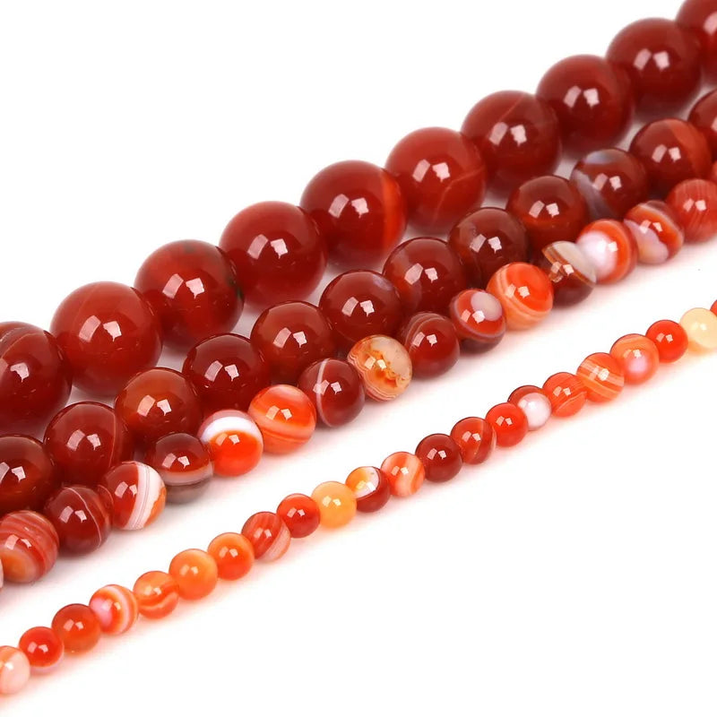 Natural Carnelian Agate Charm Beads for DIY Jewelry Making Bracelet Necklace 4-12mm