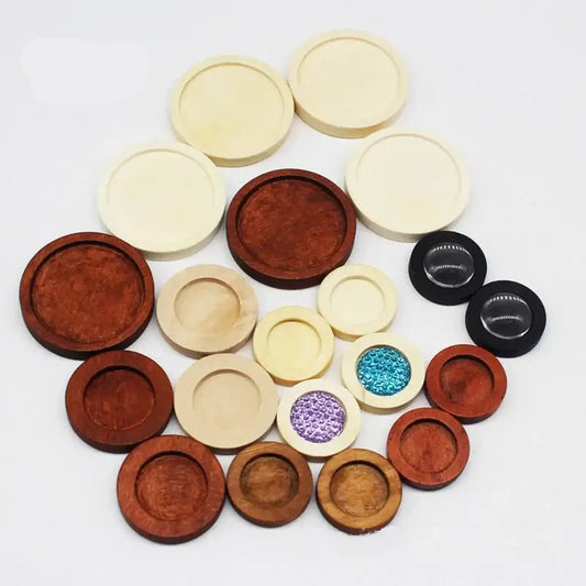 Regelin 10pcs Wood Cabochon Base 12-30mm Pendants for DIY Jewelry Crafting