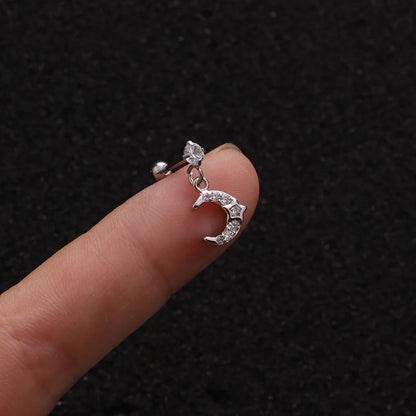 Enchanted Star Heart Moon Crystal Tragus Earrings Set Stainless Steel Helix Studs
