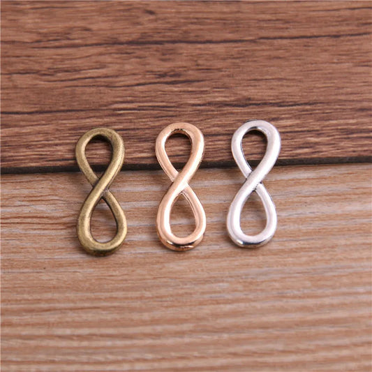 Infinity Symbol Connectors in Three Color Plated Metal for DIY Jewelry and Crafts, 30-Piece Set
