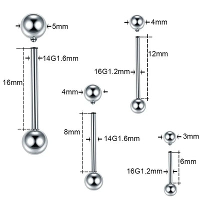 1PC G23 Titanium Helix Stud Rings Tragus Barbell Jewelry Silver Color