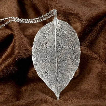 Exquisite Real Leaf Filigree Necklace for Women - Vintage Long Statement Jewelry by LOVBEAFAS