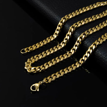 18K Gold Plated Cuban Link Stainless Steel Necklace - Waterproof Unisex Jewelry by USENSET