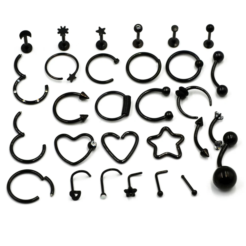 Unisex Surgical Steel Hoop and Stud Piercing Ring for Ear, Nose, and Lip