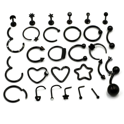 Unisex Surgical Steel Hoop and Stud Piercing Ring for Ear, Nose, and Lip