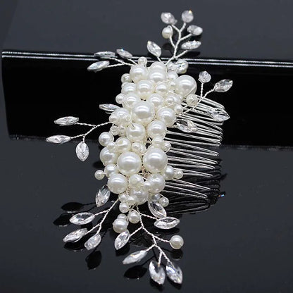 Bridal Bliss Crystal Pearl Hair Combs - Top-Rated Wedding Accessories for Stunning Hairstyles 041