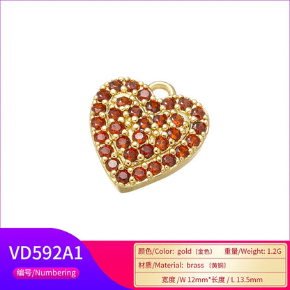 Zhukou Brass Heart Crystal Pendant for Women Jewelry Making