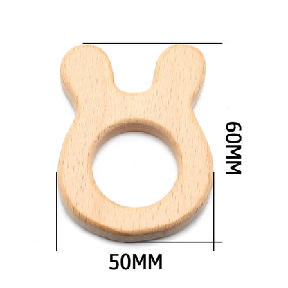 Natural Beech Wood Baby Teethers Set in Animal Shapes - Tortoise, Koala, Whale, Turtle - Food Grade Newborn Toys