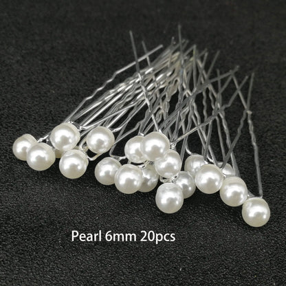 Elegant Bridal Rhinestone Hair Pins with Pearls for Wedding and Party