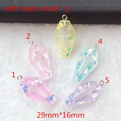 Punk Style Coffin Planchette Resin Charms for DIY Necklace Pendant Making