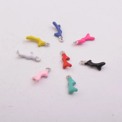 Vibrant Enamel Tree Charms Rhodium Plated Copper Pendants for DIY Earrings Jewelry 10pcs Set