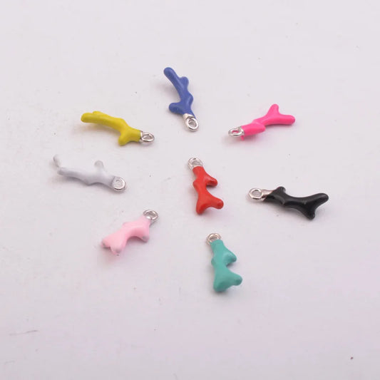 Vibrant Enamel Tree Charms Rhodium Plated Copper Pendants for DIY Earrings Jewelry 10pcs Set