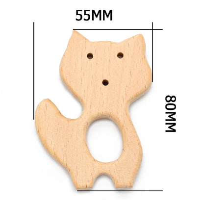 Natural Beech Wood Baby Teethers Set in Animal Shapes - Tortoise, Koala, Whale, Turtle - Food Grade Newborn Toys