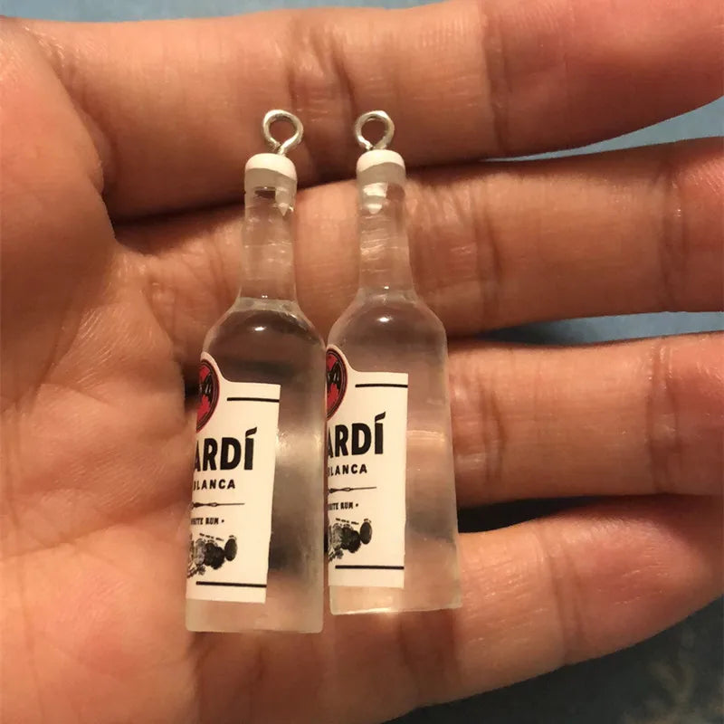 Trendy 3D Beer Bottle Resin Charms for DIY Jewelry - 10 Pack