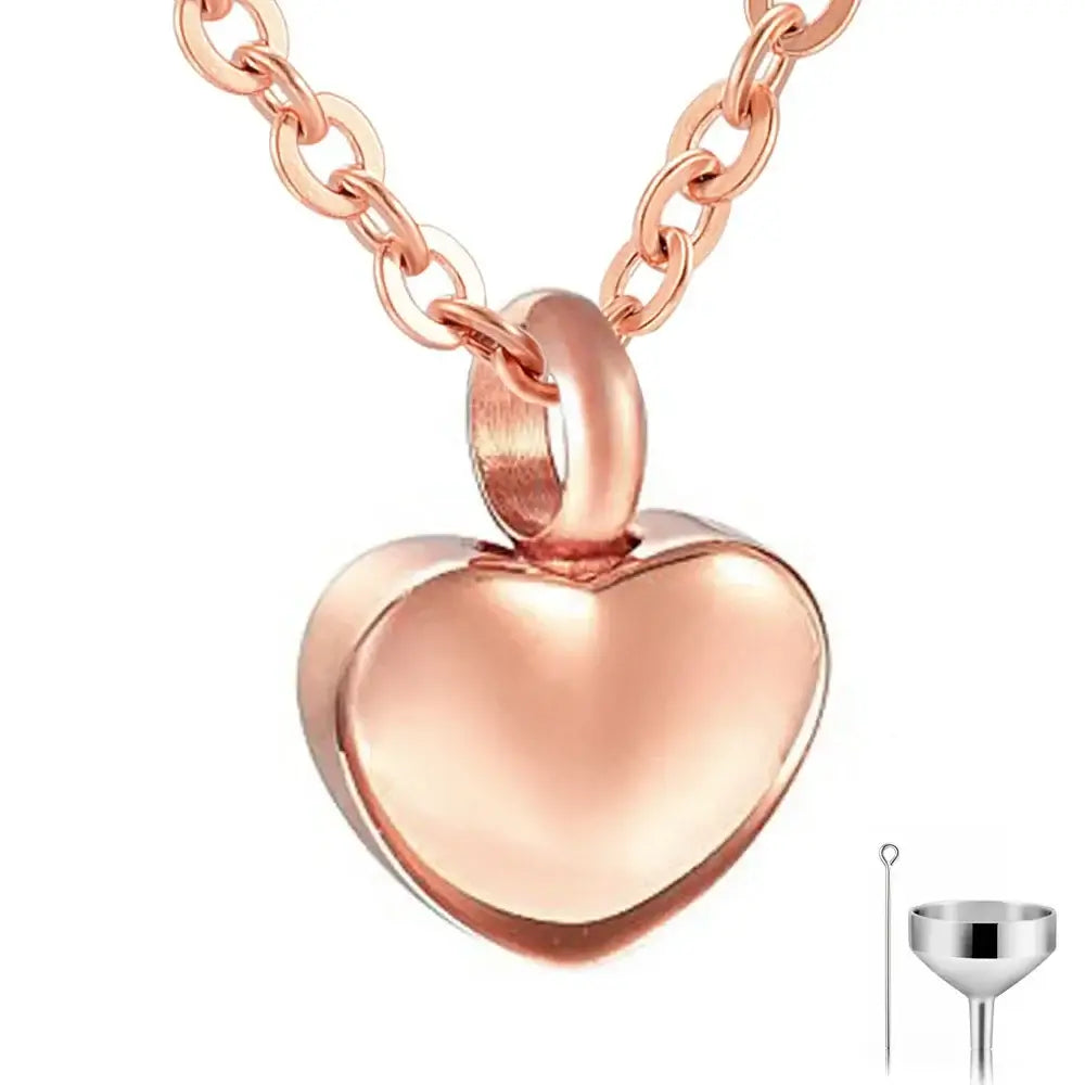Heart Shaped Memorial Urns Necklace for Ashes in Four Colors rose gold