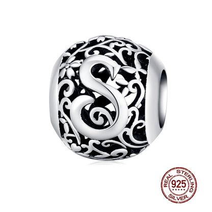 Genuine 925 Sterling Silver Vintage Galaxy Round Charms Top Rated Openwork Beads for Authentic Bracelets CQC1444-S
