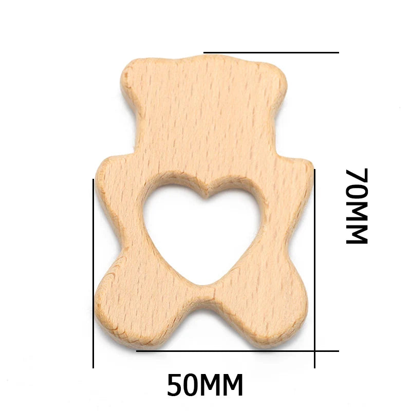 Natural Beech Wood Baby Teethers Set in Animal Shapes - Tortoise, Koala, Whale, Turtle - Food Grade Newborn Toys