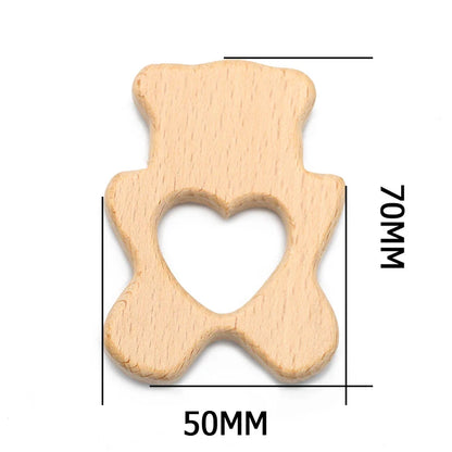 Natural Beech Wood Baby Teethers Set in Animal Shapes - Tortoise, Koala, Whale, Turtle - Food Grade Newborn Toys