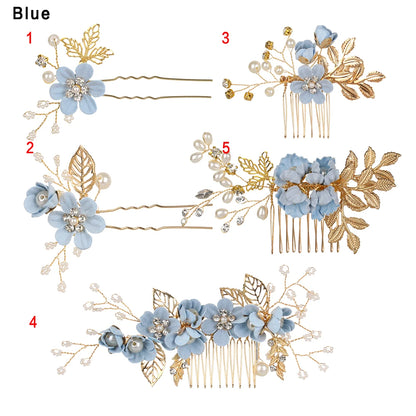 Luxury Crystal Crown Hair Combs - Elegant Bridal Clips with Leaf Design