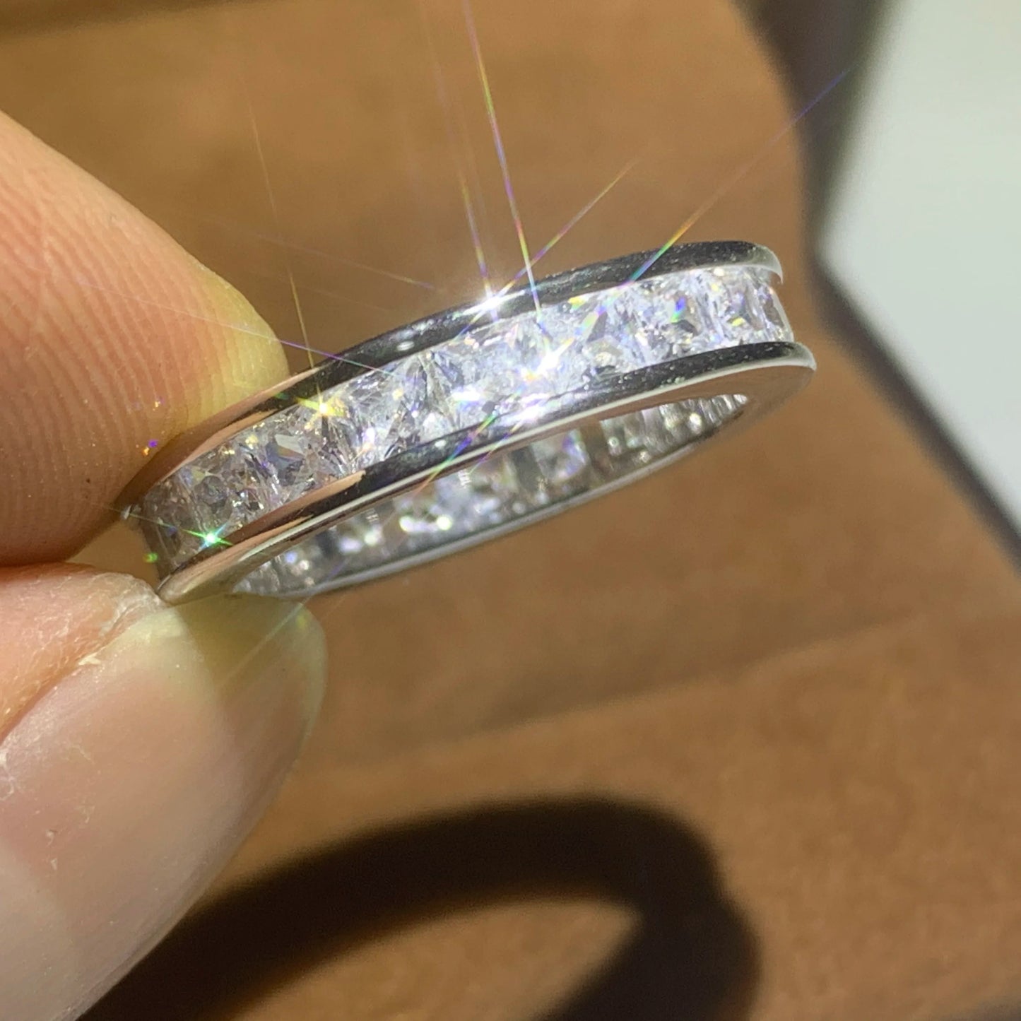 Luxury Pave AAAAA CZ 925 Sterling Silver Engagement Wedding Ring for Women and Men Vintage Party Jewelry Gift