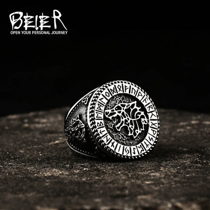Odin's Raven Viking Rings Set for Men - Norse Mythology Wolf Totem Jewelry