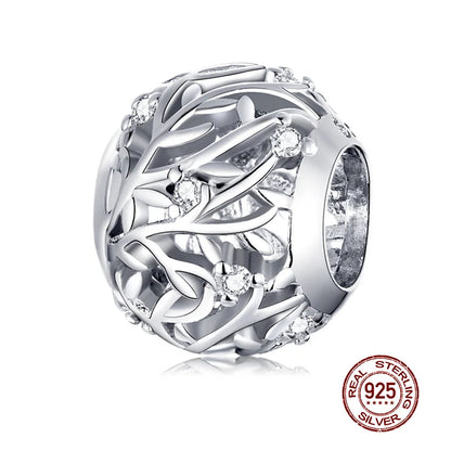 Genuine 925 Sterling Silver Vintage Galaxy Round Charms Top Rated Openwork Beads for Authentic Bracelets CTC256