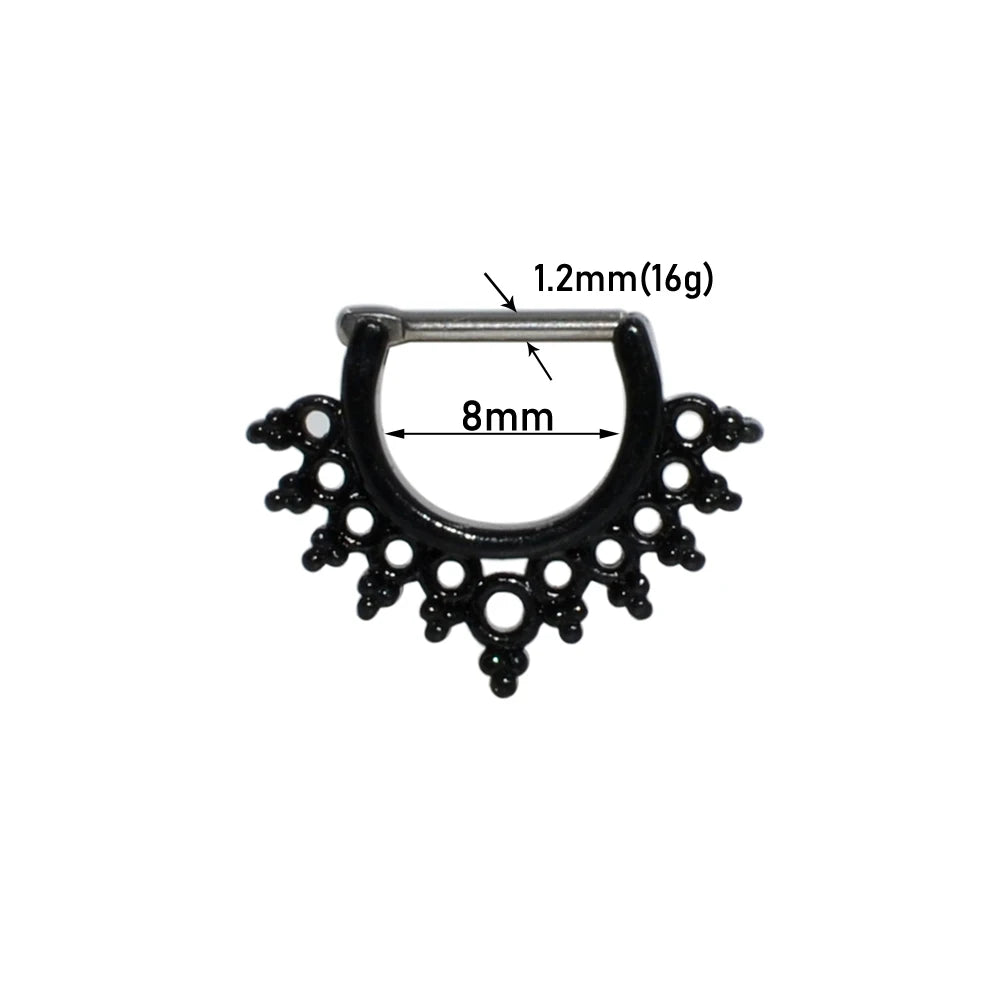 Surgical Steel Indian Nose Septum Ring with Crystal Gem for Women