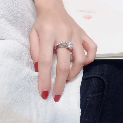 Sterling Silver Diamond Engagement Wedding Ring Set for Women with VVS1 Clarity and Round Cut