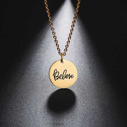 Cazador Stainless Steel Round Pendant Necklace for Women - Elegant Faith and Love Jewelry Gift 2025