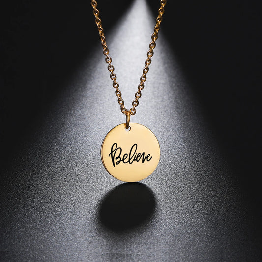 Cazador Stainless Steel Round Pendant Necklace for Women - Elegant Faith and Love Jewelry Gift 2025