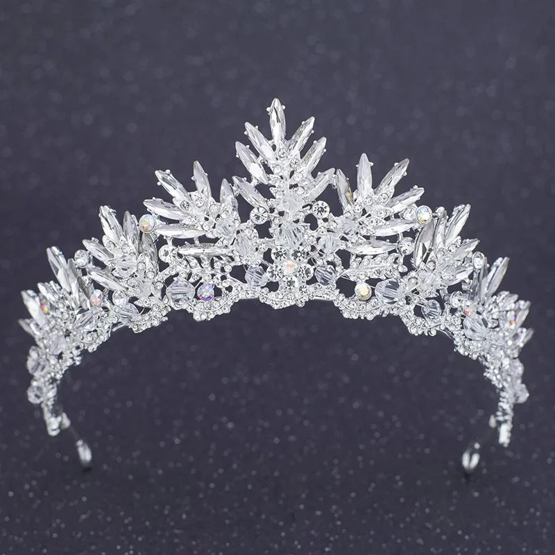 Silver Crystal Rhinestone Bridal Tiara - Top-Rated Wedding Hair Accessory Style MN