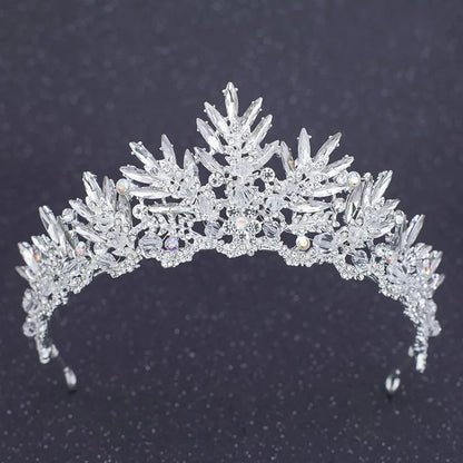 Silver Crystal Rhinestone Bridal Tiara - Top-Rated Wedding Hair Accessory Style MN