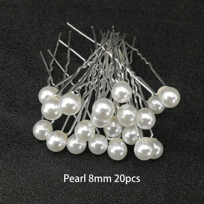 Elegant Bridal Rhinestone Hair Pins with Pearls for Wedding and Party