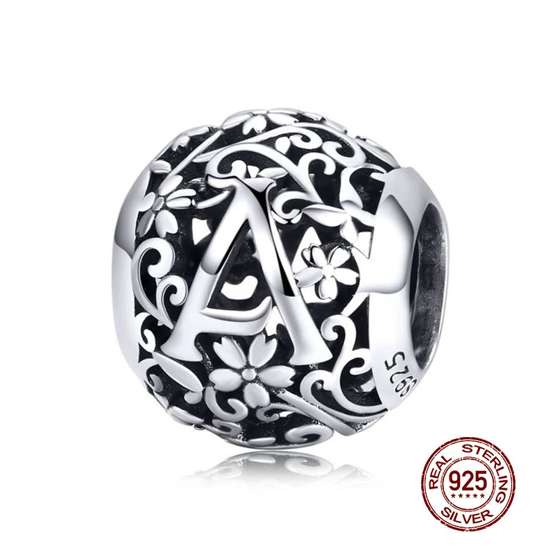 Genuine 925 Sterling Silver Vintage Galaxy Round Charms Top Rated Openwork Beads for Authentic Bracelets CQC1158