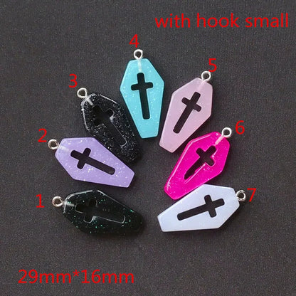 Punk Style Coffin Planchette Resin Charms for DIY Necklace Pendant Making