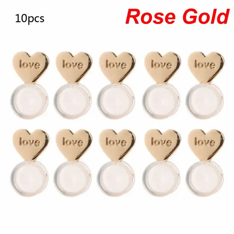 10Pcs Heart Love Magic Adjustable Earring Lifters Support Set Silver