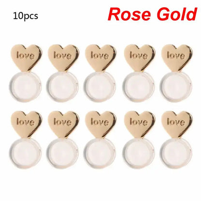 10Pcs Heart Love Magic Adjustable Earring Lifters Support Set Silver