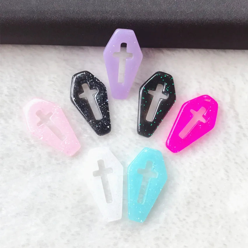 Punk Style Coffin Planchette Resin Charms for DIY Necklace Pendant Making
