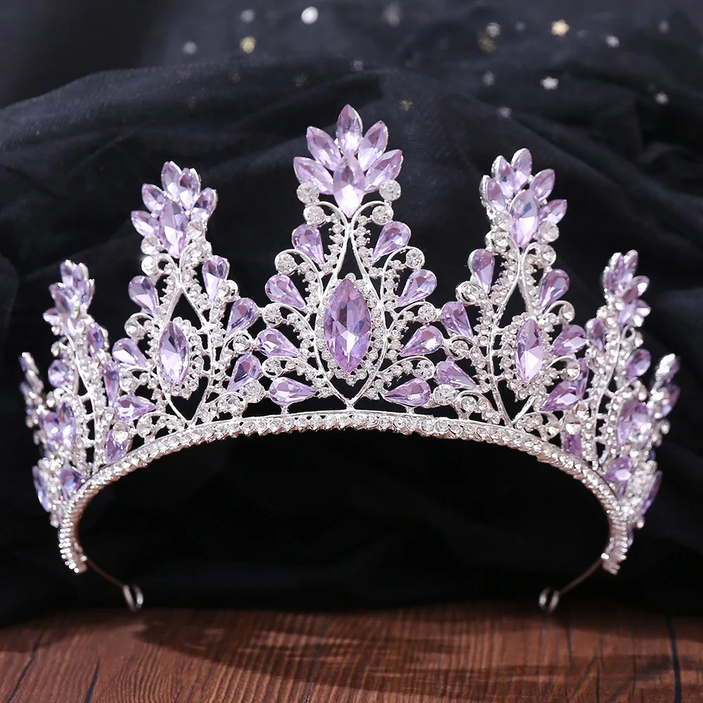 Elegant Lilac Rhinestone Bridal Tiara for Wedding and Special Occasions
