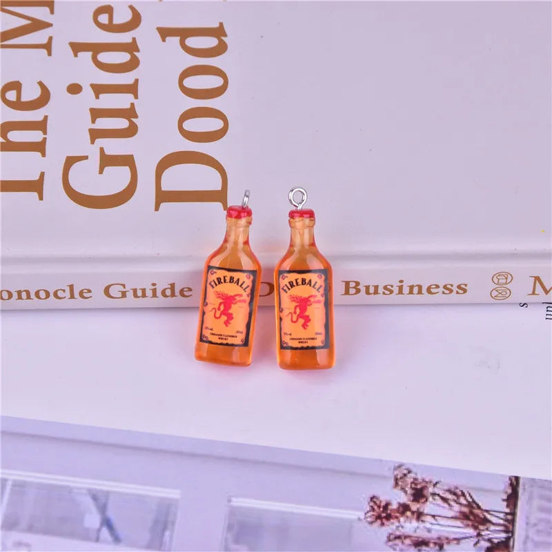 Trendy Resin Beer Bottle Charms Set for Jewelry Making and Keychains
