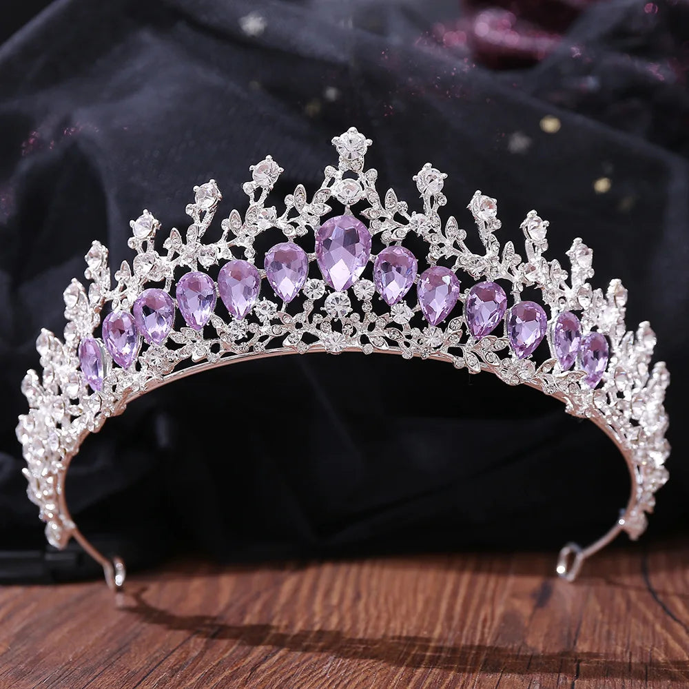 Elegant Lilac Rhinestone Bridal Tiara for Wedding and Special Occasions