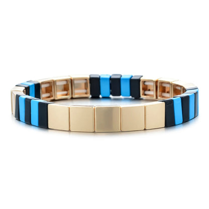 Rainbow Boho Enamel Stretch Bracelets for Women - Handmade Unisex Fashion Bangles by ZMZY