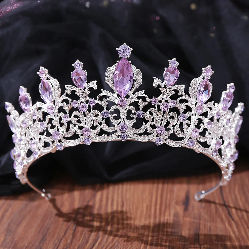 Elegant Lilac Rhinestone Bridal Tiara for Wedding and Special Occasions