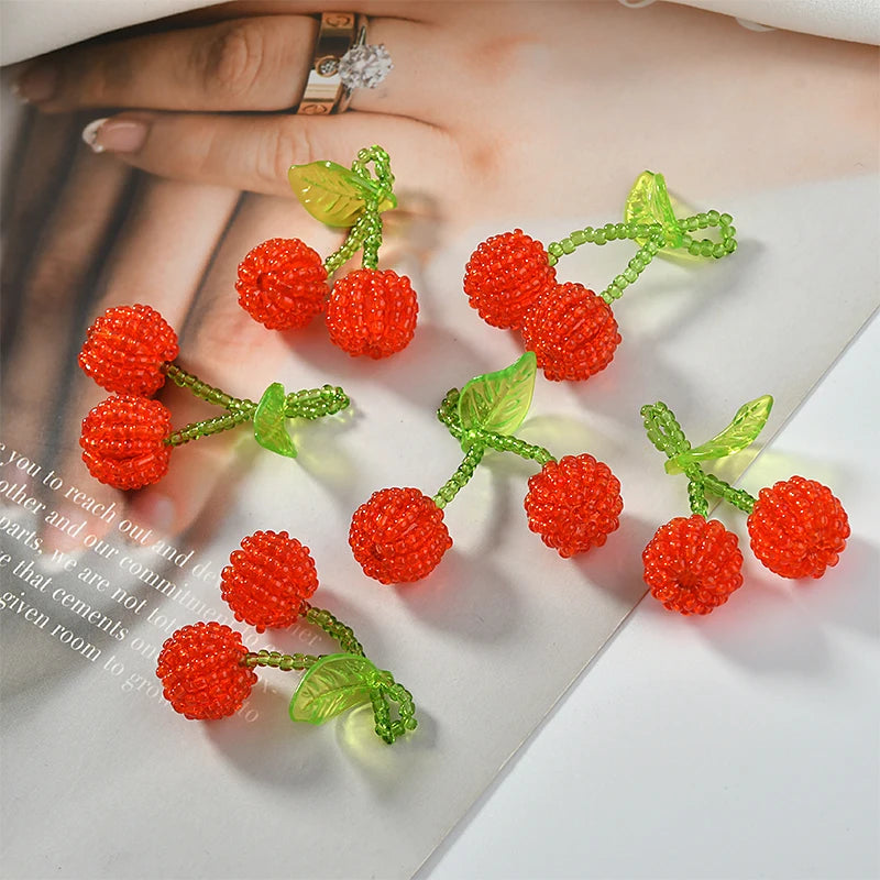 Cute Red Strawberry and Cherry 3D Floating Lock Charms 20 Pieces Handmade DIY Jewelry Earring Accessories