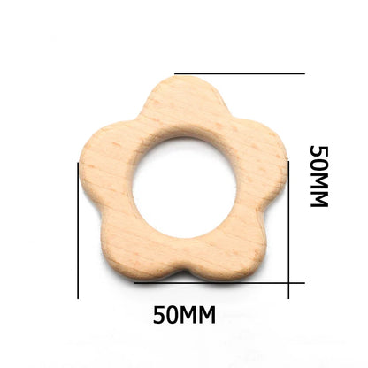 Natural Beech Wood Baby Teethers Set in Animal Shapes - Tortoise, Koala, Whale, Turtle - Food Grade Newborn Toys