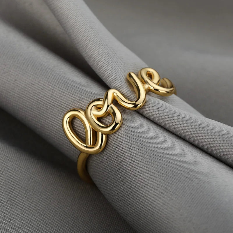 Romantic Geometric Love Ring for Women Stainless Steel Wedding Band