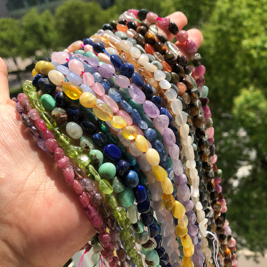 Vibrant Mixed Color Irregular Gemstone Beads for DIY Jewelry Crafting 15-Inch Strand