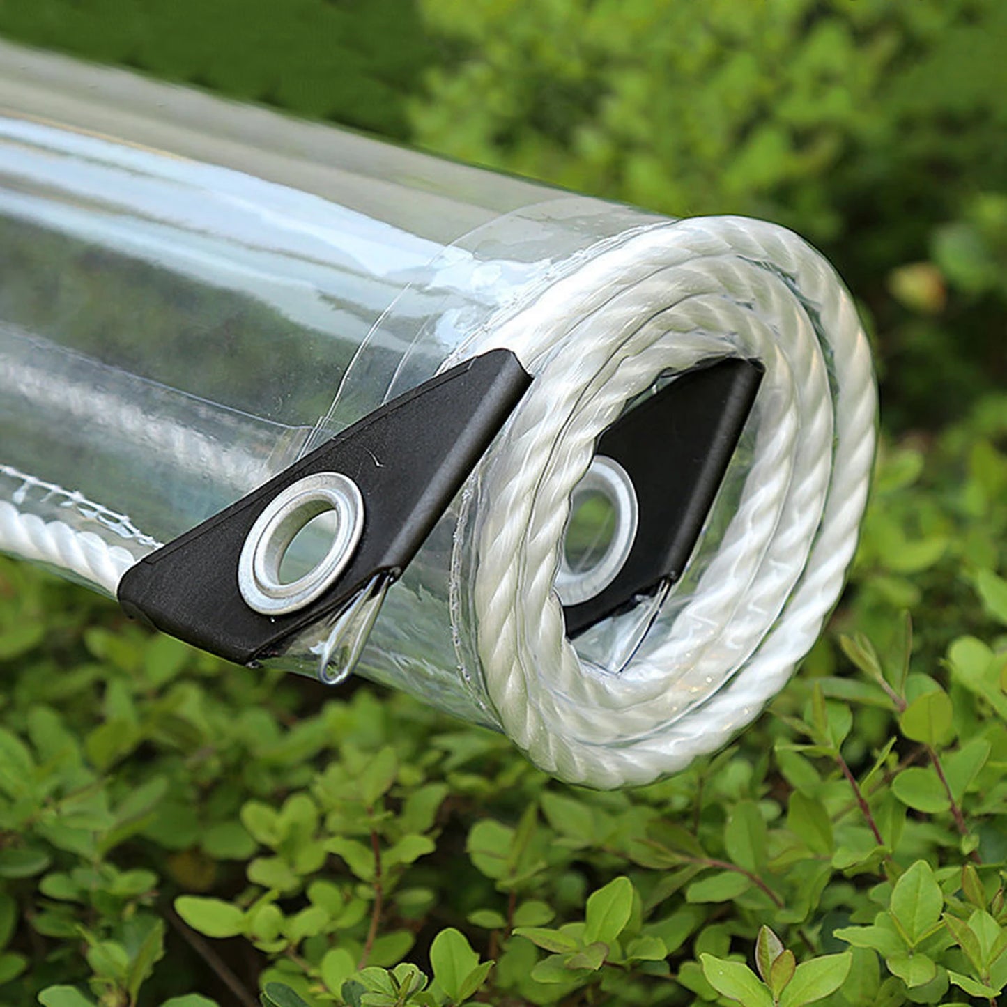 Waterproof Transparent PVC Tarpaulin With Eyelets Weatherproof Foldable Rain Cover For Garden Furniture Plants And Greenhouse 0.39mm Thickness