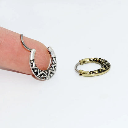 Surgical Steel Indian Nose Septum Ring with Crystal Gem for Women
